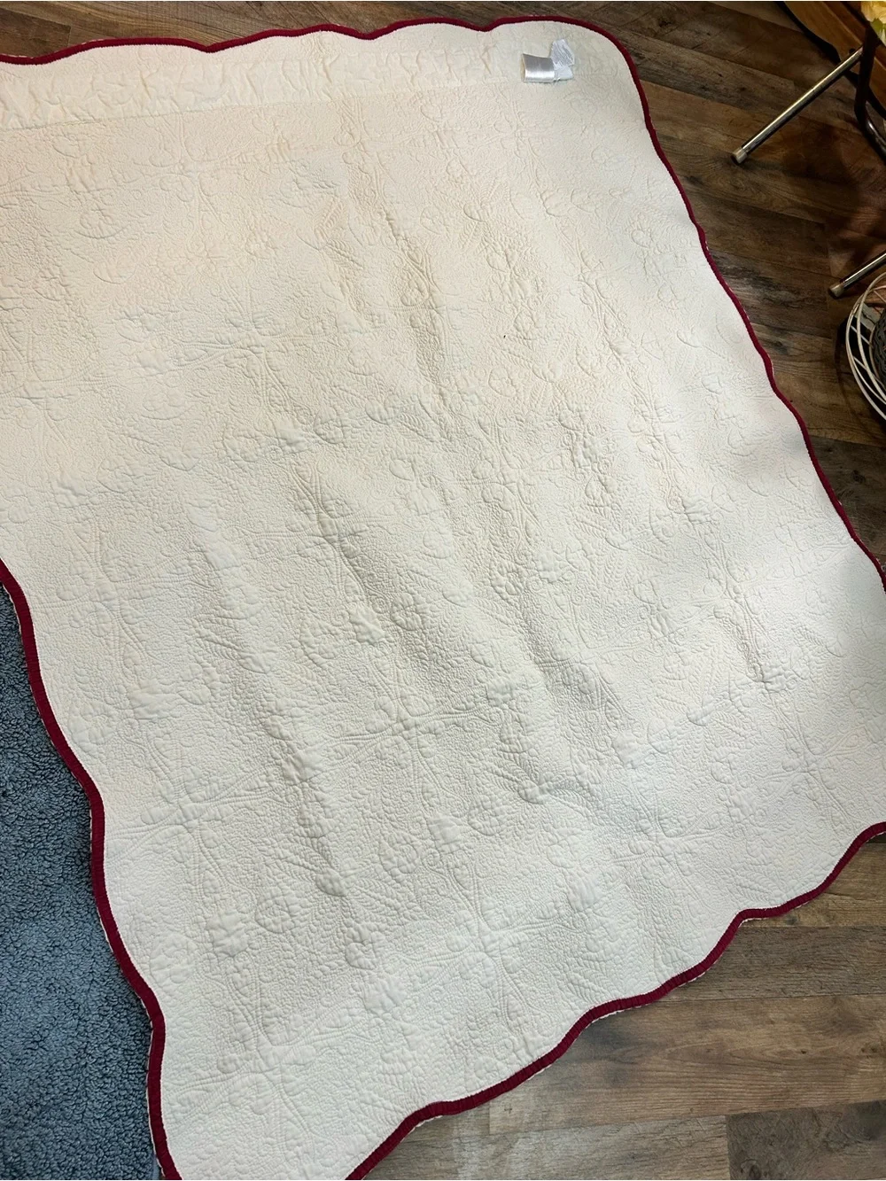Cracker Barrel Quilted Throw/Wall Hanging 50x60 Floral Hearts Cotton Blanke
